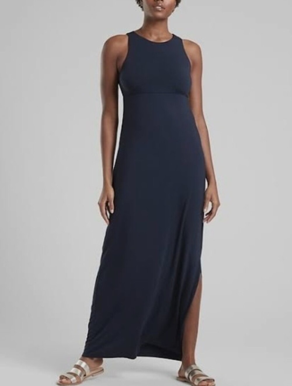 Athleta Santorini Maxi Dress Navy Blue Sleeveless Modal Blend Size M